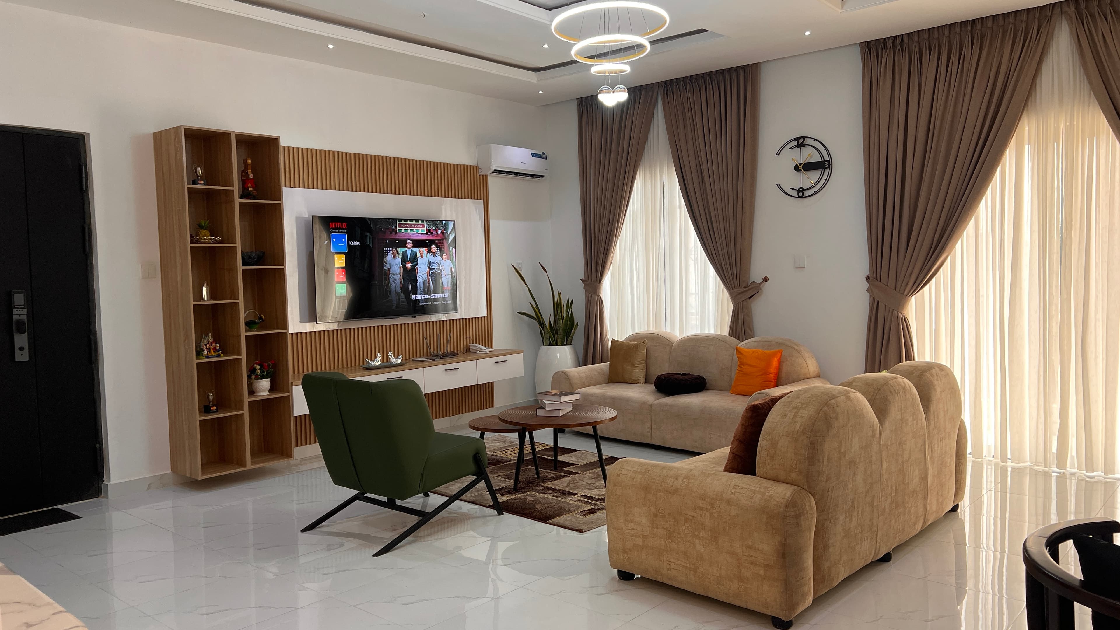 Living area at a Mauxworth serviced apartment in Ikeja